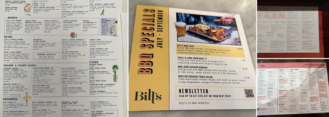 Bill's Windsor Restaurant Menu