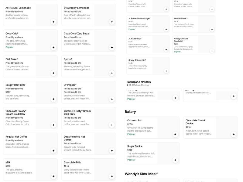 Wendy's Menu
