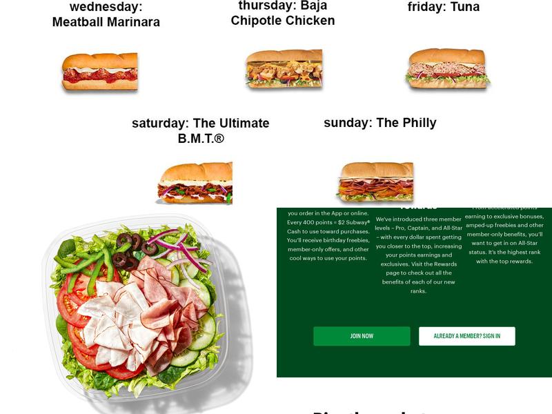 Subway Menu