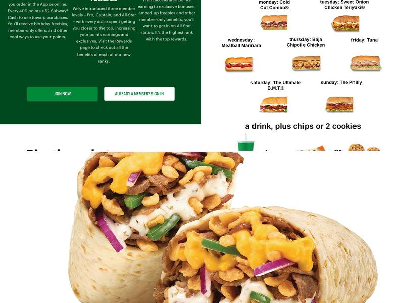 Subway Menu