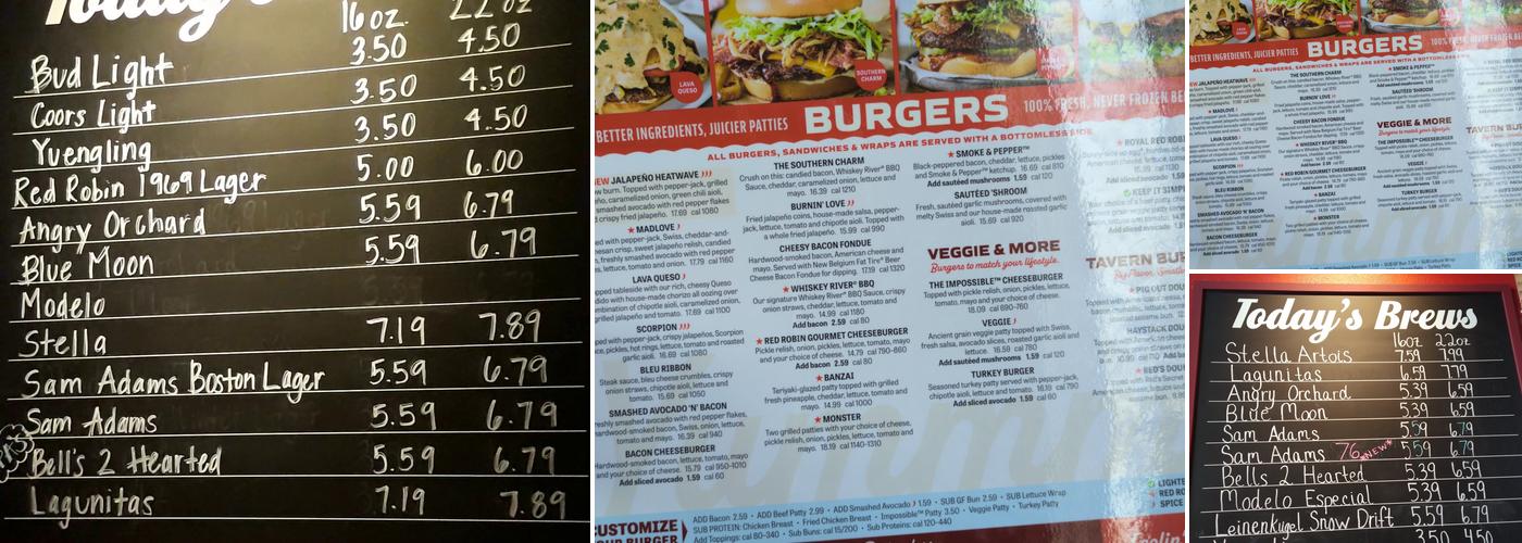Red Robin Gourmet Burgers and Brews Menu