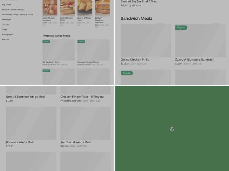 Zaxbys Chicken Fingers & Buffalo Wings Menu