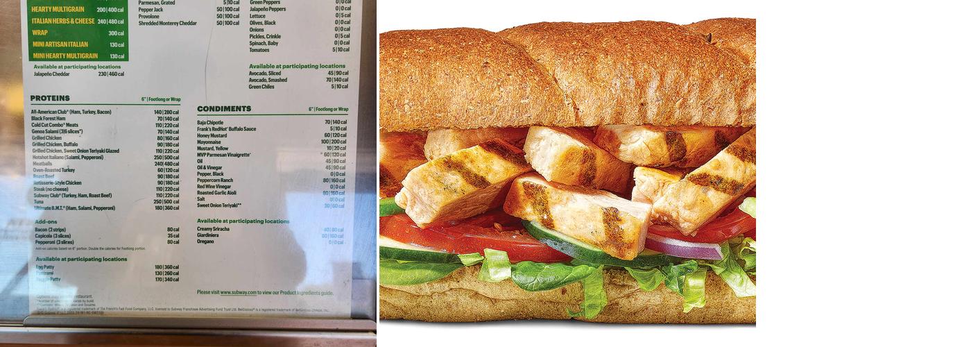 Subway Menu