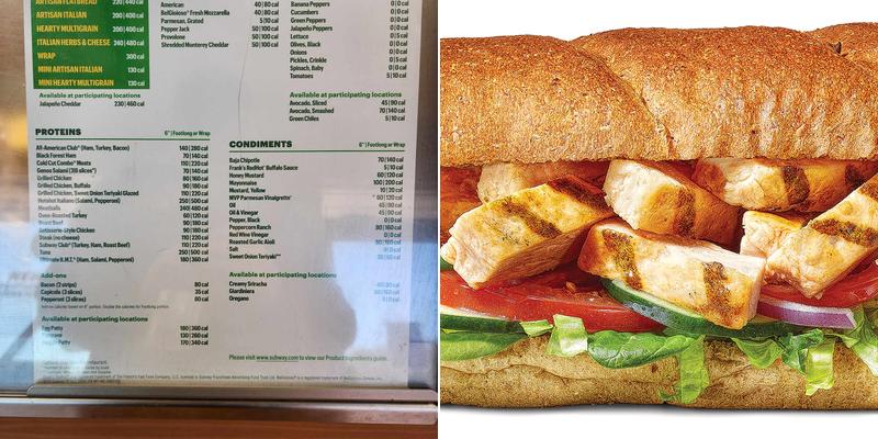 Subway Menu