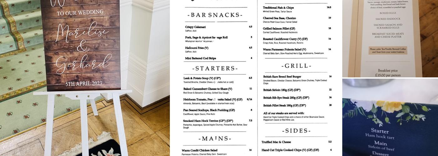 Cantley House Hotel Menu