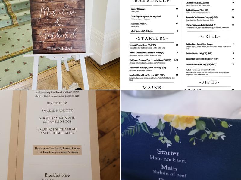 Cantley House Hotel Menu