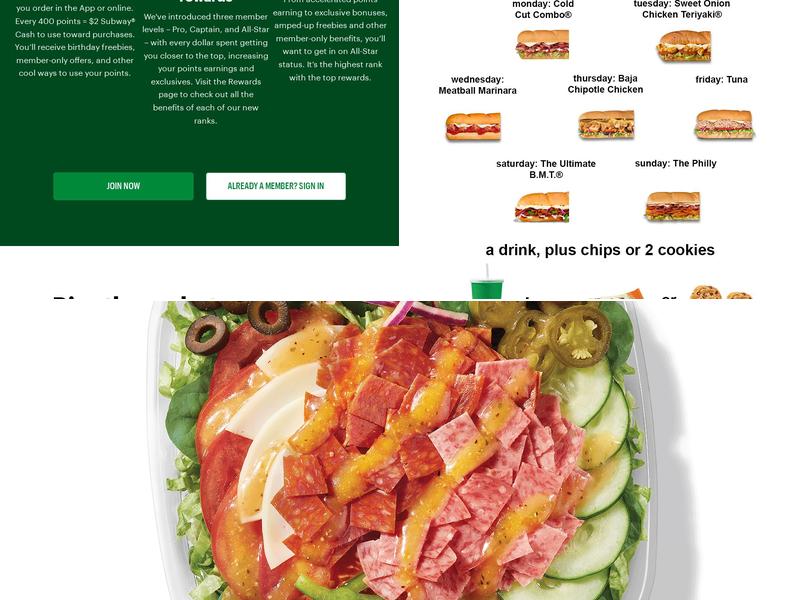 Subway Menu