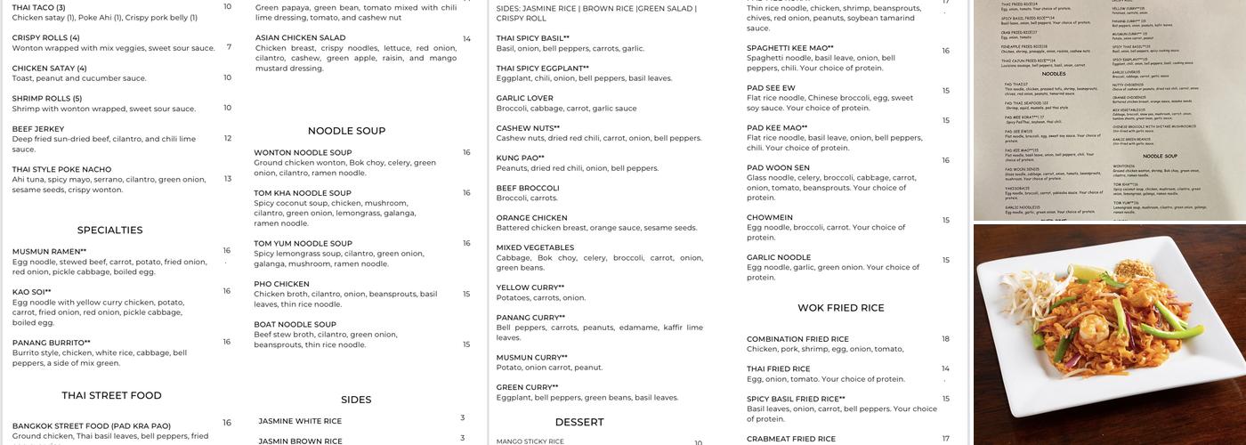 Delish Thai Kitchen Menu
