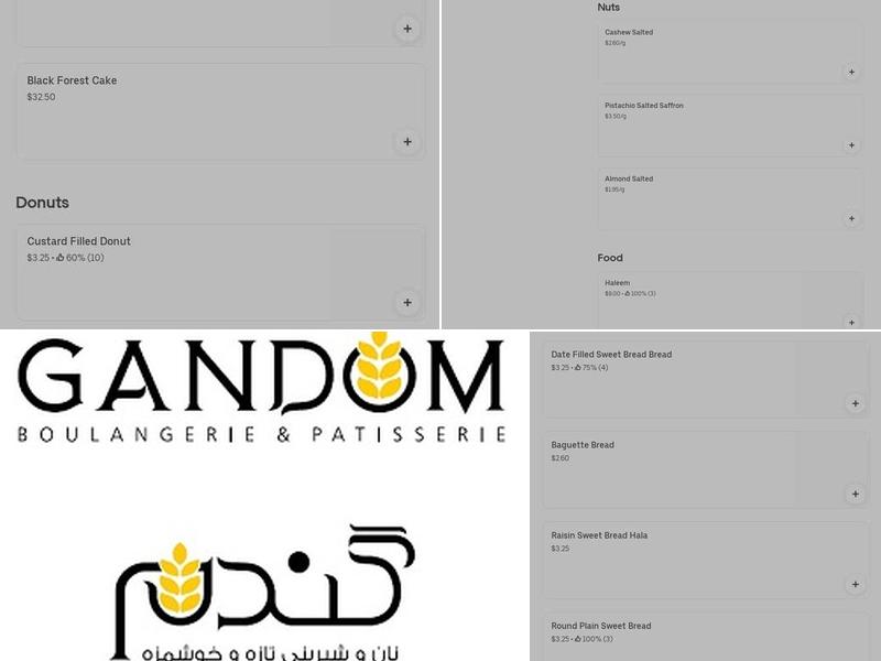 Gandom Bakery Menu