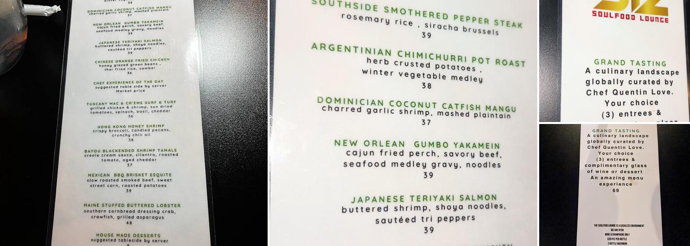 The SoulFood Lounge 2 Menu