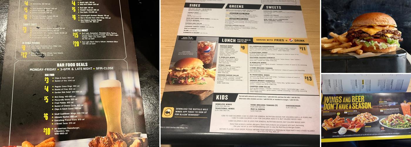 Buffalo Wild Wings Menu