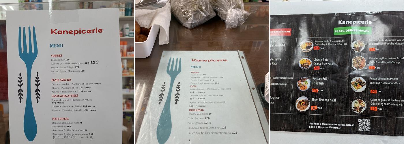 Kanepicerie Menu