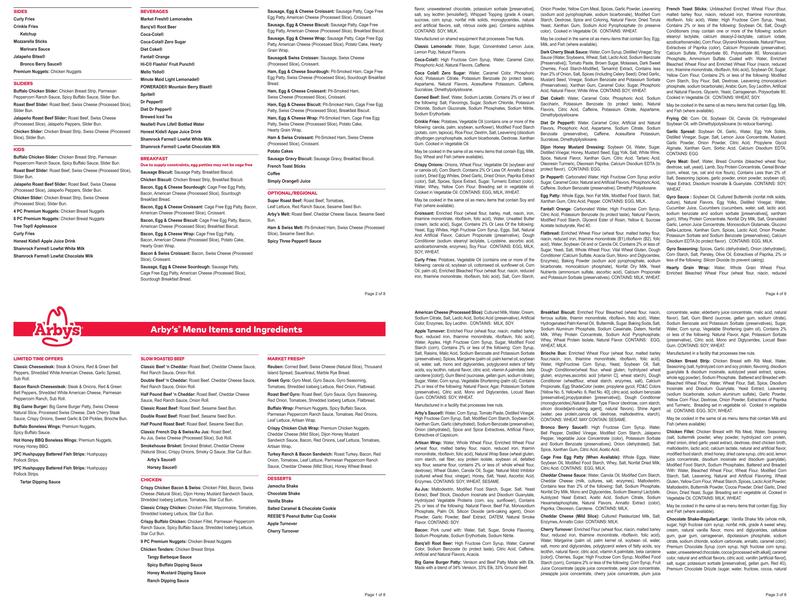 Arby's Menu