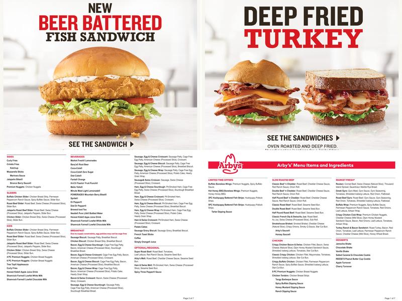 Arby's Menu