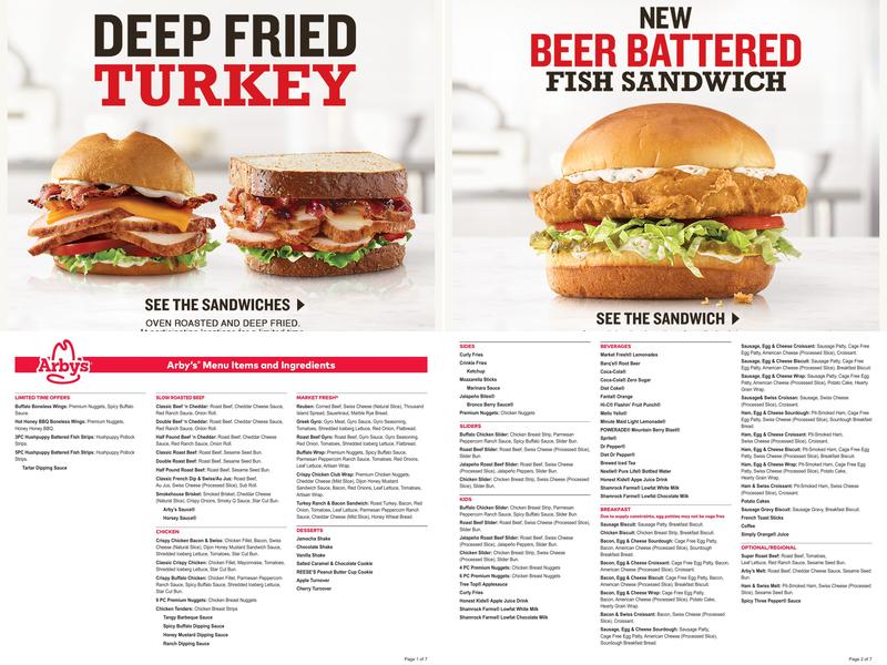 Arby's Menu