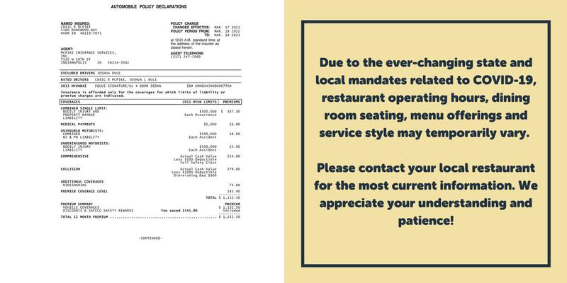 Golden Corral Buffet & Grill Menu