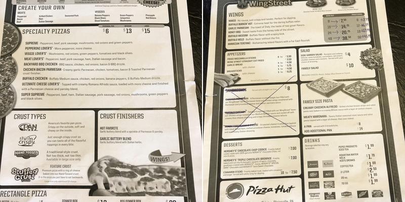 Pizza Hut Menu