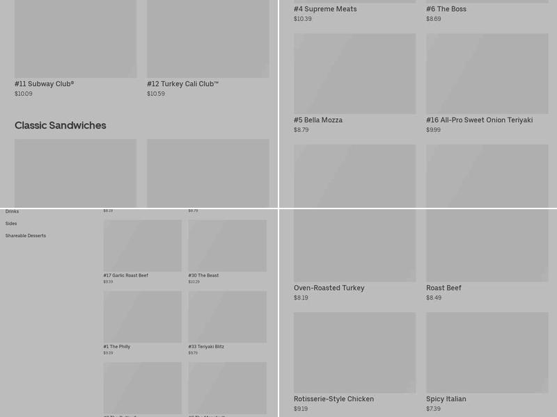 Subway Menu