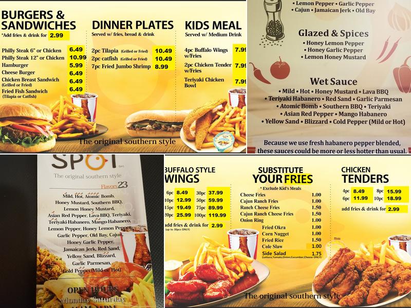 Wing spot Menu