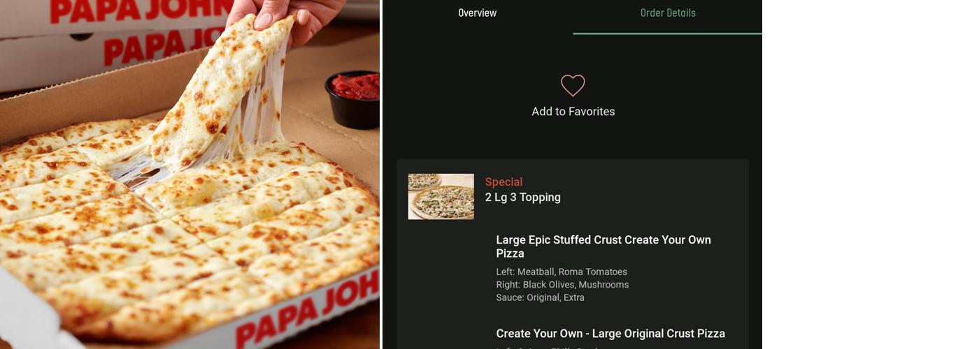 Papa Johns Pizza Menu