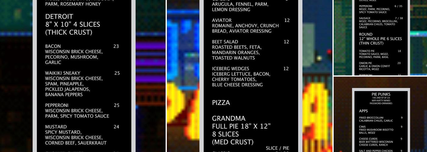 Pie Punks Menu