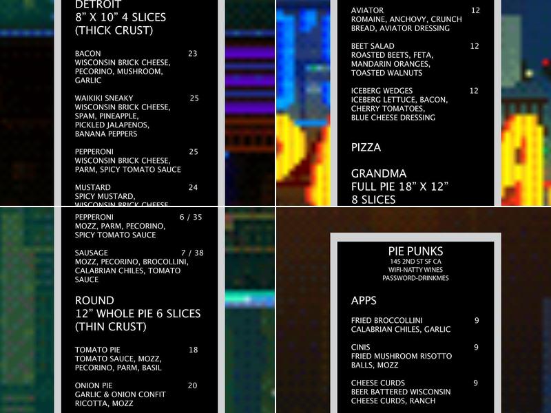 Pie Punks Menu