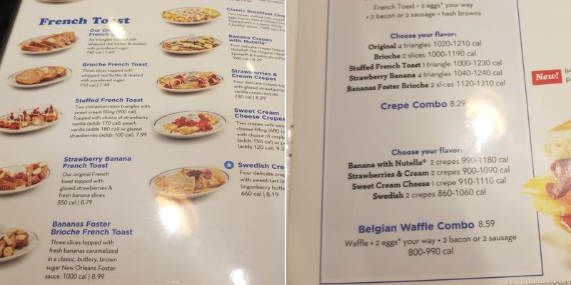 IHOP Menu