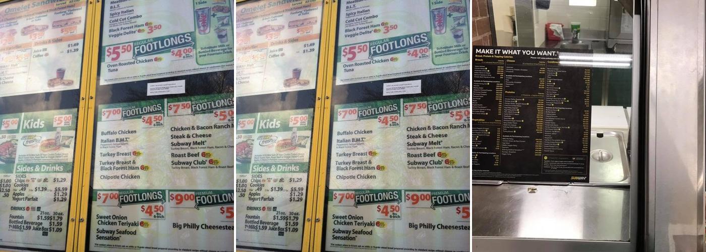 Subway Menu