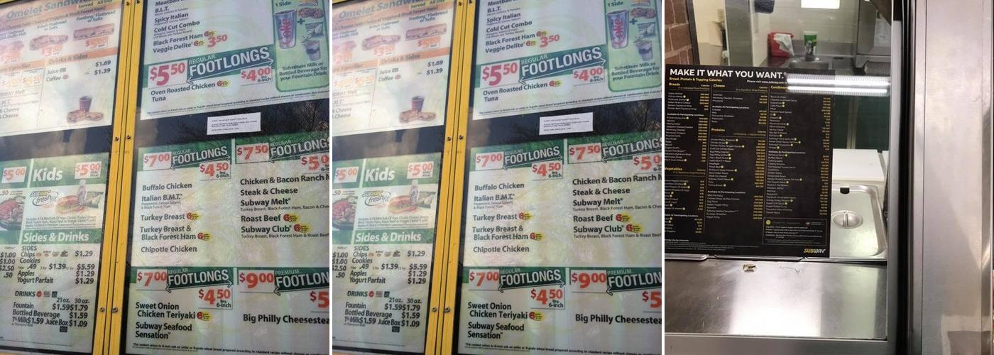 Subway Menu