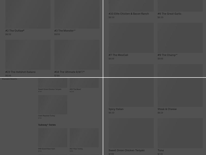 Subway Menu