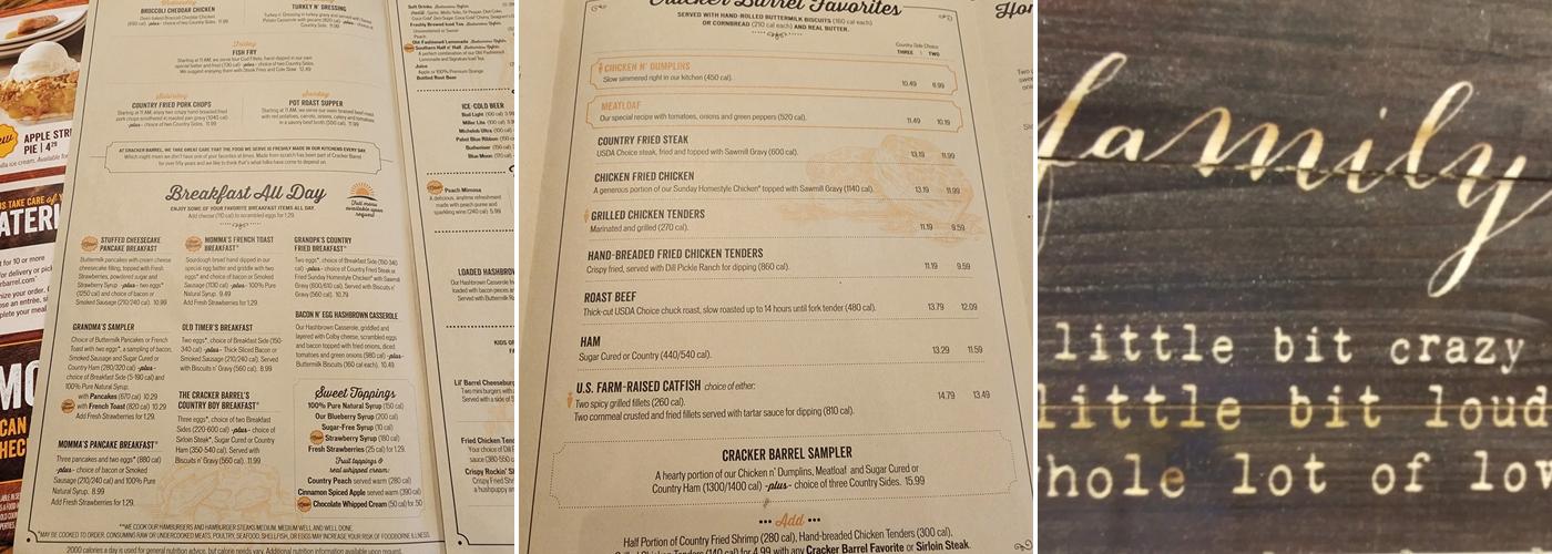 Cracker Barrel Old Country Store Menu