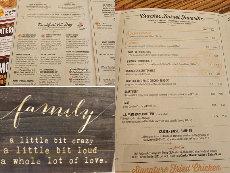 Cracker Barrel Old Country Store Menu