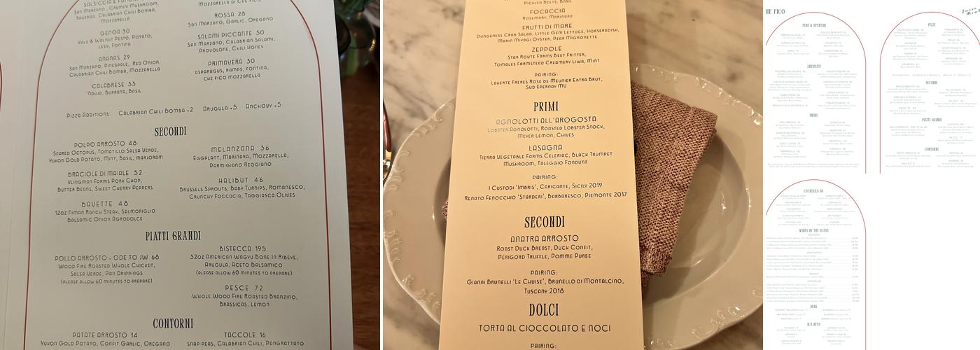 Che Fico Parco Menlo Menu