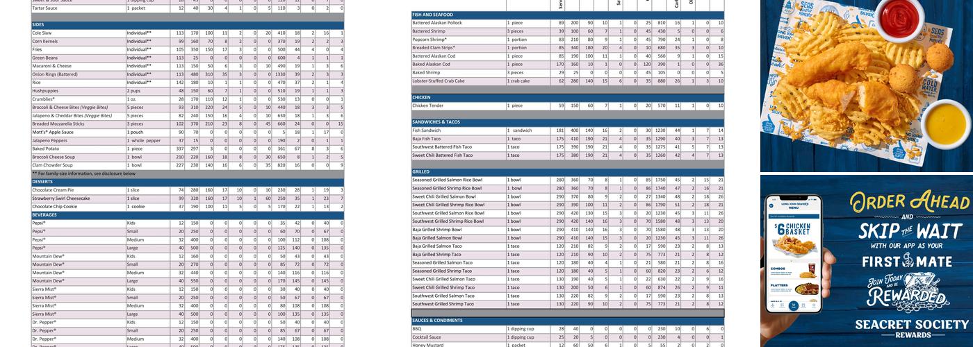 Long John Silver's Menu