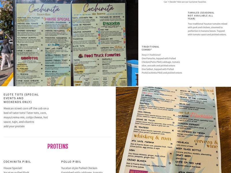 Cochinita Menu
