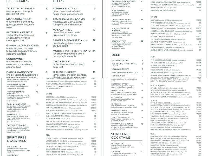 Auden Menu