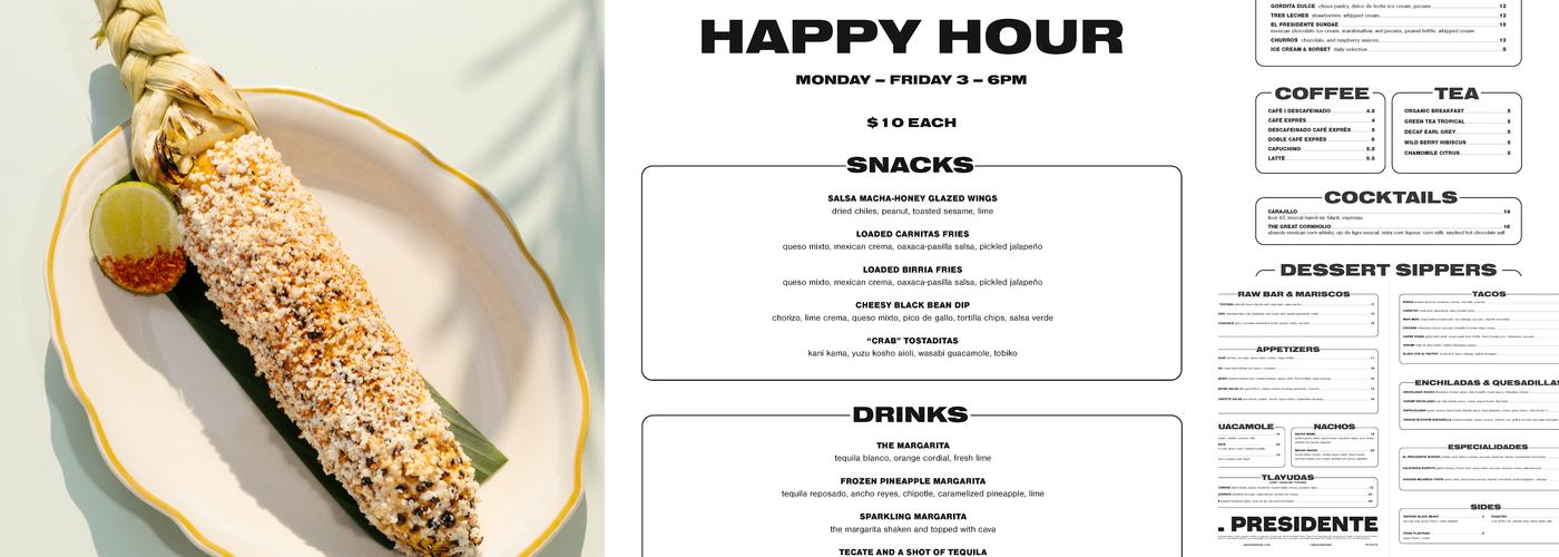 El Presidente Menu