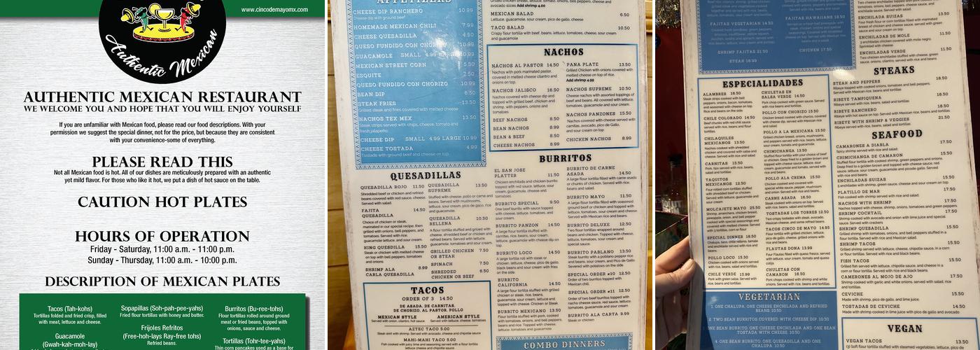 Cinco de Mayo Menu