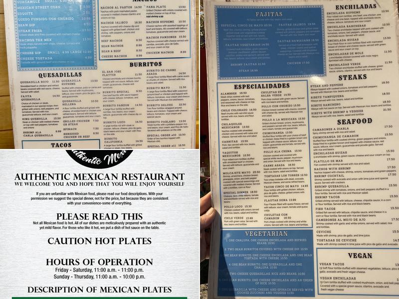Cinco de Mayo Menu