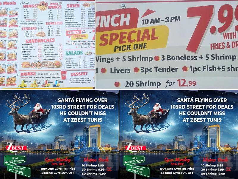 Tunis Seafood Burgers Gyro Wings & Subs Menu