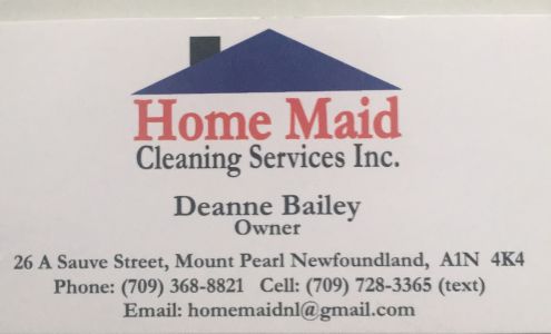 HomeMaid Cleaning Services Inc. 26A Sauve St, Mount Pearl Newfoundland and Labrador A1N 4K4