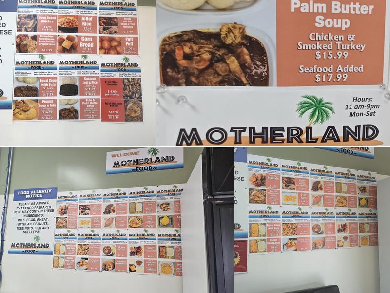 Motherland Foods Menu