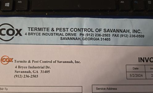 Cox Termite & Pest Control of Savannah, Inc. 4 Bryce Industrial Dr, Savannah Georgia 31405