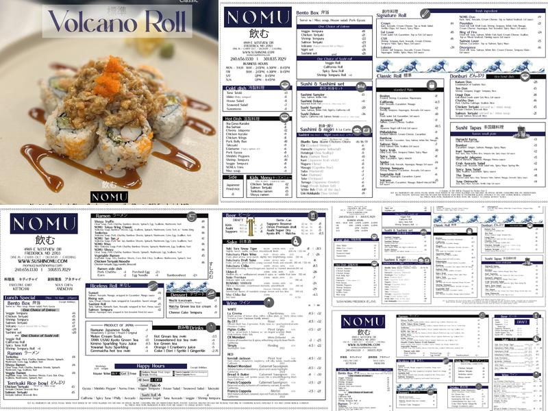 Sushi Nomu Menu