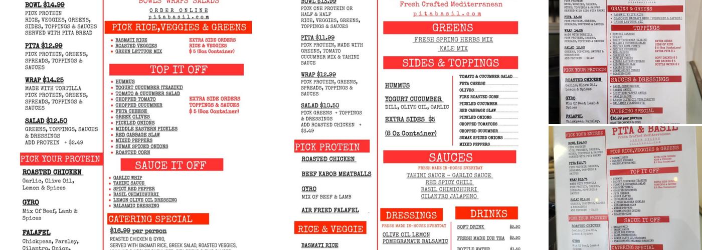 Pita & Basil Menu