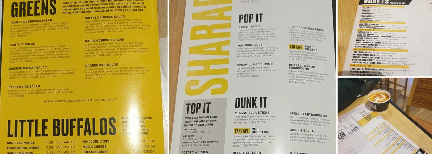 Buffalo Wild Wings Menu