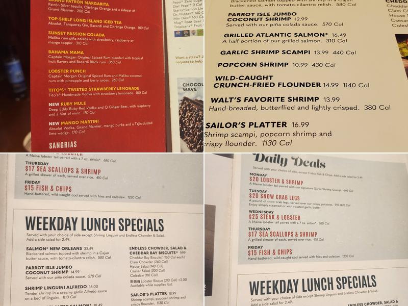 Red Lobster Menu
