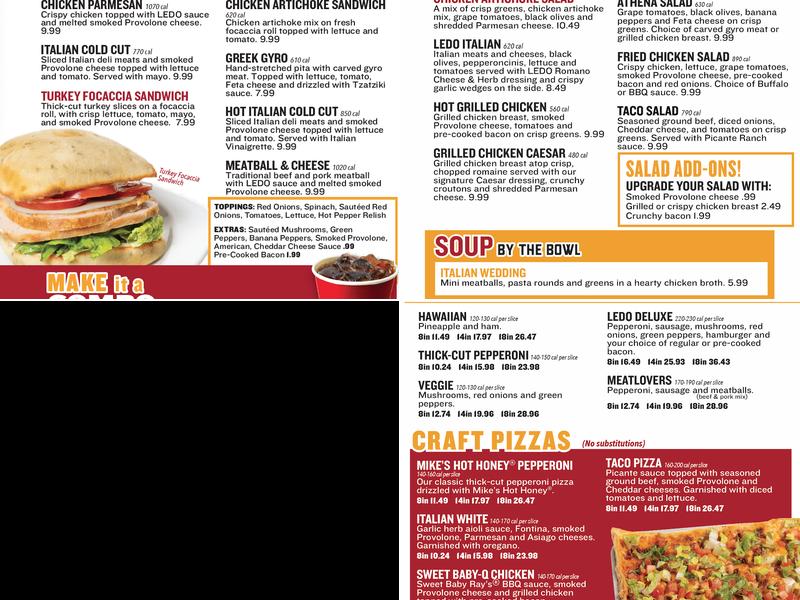 Ledo Pizza Mt. Airy, MD Menu