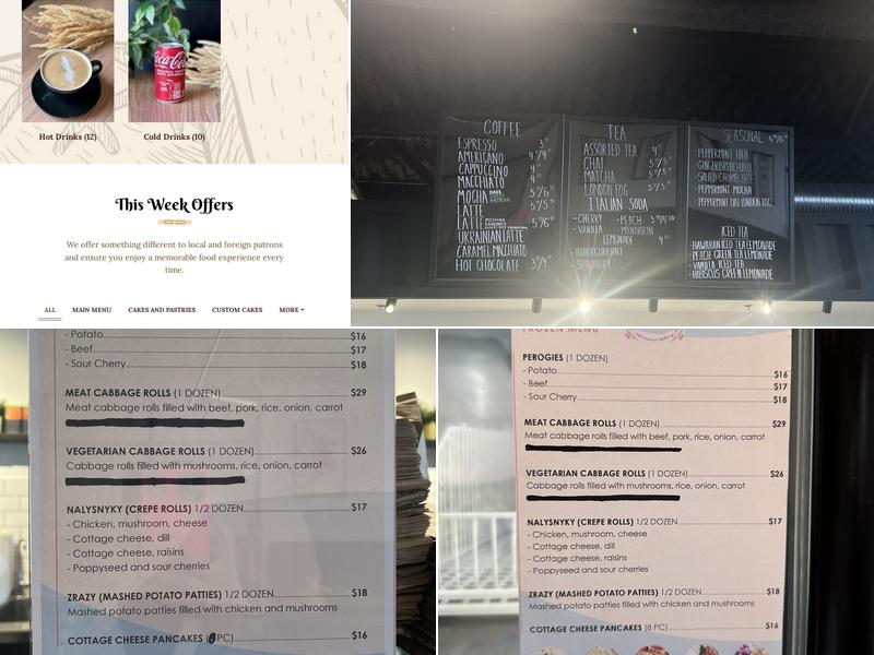 Malina Ukrainian Bakery Menu