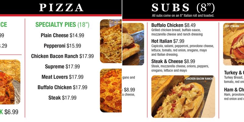 Papi's Pizza and Subs Menu